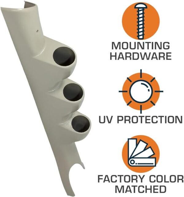 A picture of the features of the plastic mounting hardware.