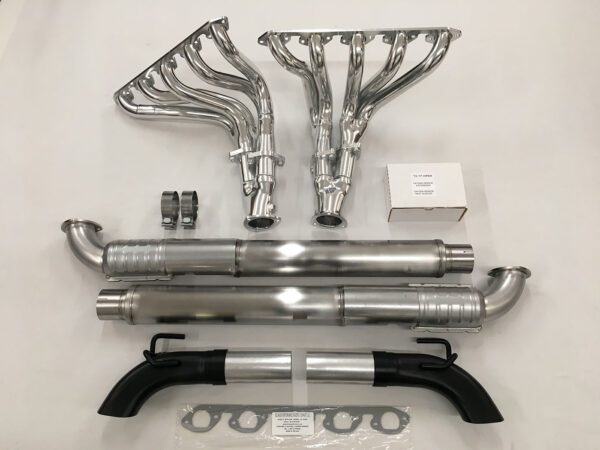 A set of exhaust pipes and other parts.