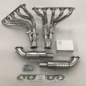 A set of exhaust pipes and manifolds for the car.