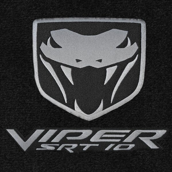 A black and white logo of the viper srt 1 0.