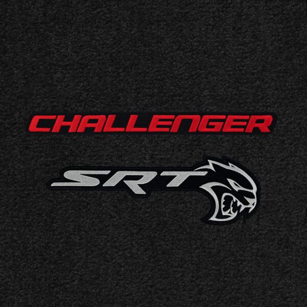 A black and red logo for challenger srt 8.