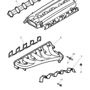 A drawing of the parts in a car engine.