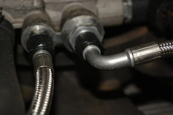 A close up of two pipes connected to one another