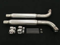 A pair of exhaust pipes with the same type of hardware.