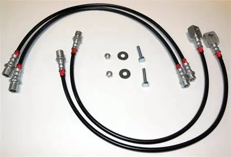 A pair of brake hoses are connected to the front and rear ends.