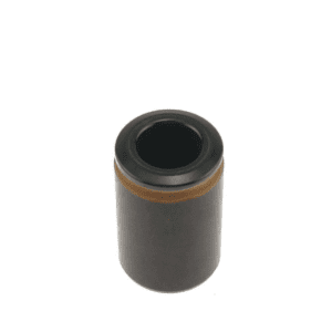 A black and brown plastic tube with a hole in it.