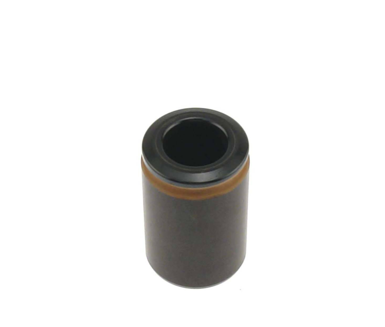 A black and brown plastic tube with a hole in it.