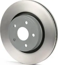 A disc brake is shown with two holes in it.