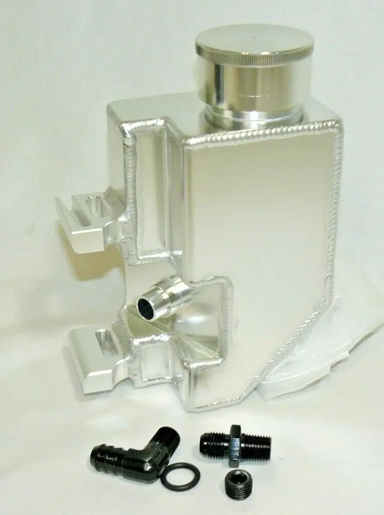 A silver metal container with some black plastic parts