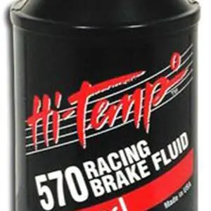 A black bottle of racing brake fluid.