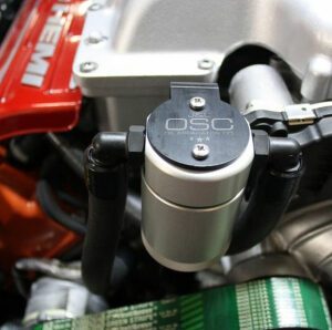 A close up of the engine of a car